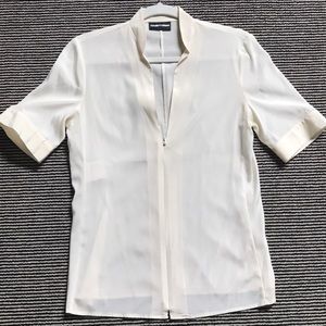 Emporio Armani ivory silk blouse with zip front